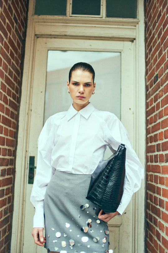 CMSOPHIE - SKJORTE MED PUFÆRMER I HVID