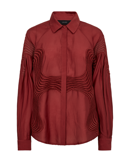 CMMOLLY - SKJORTE MED BLONDER I RØD