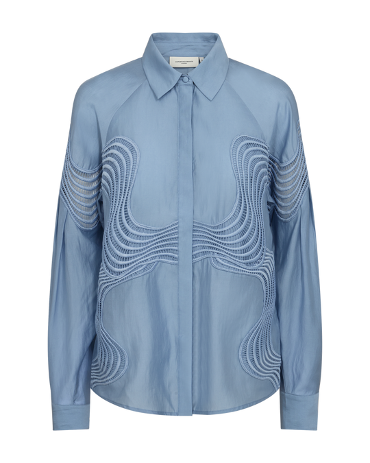 CMMOLLY - SKJORTE MED BLONDER I BLÅ