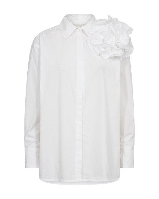 CMPOPLIN - SKJORTE MED ROSETTE I HVID