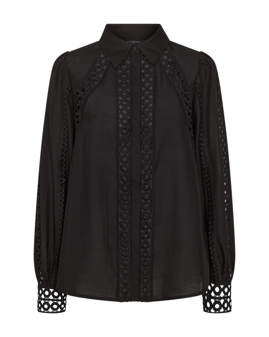 CMMOLLY - SKJORTE MED BLONDER I SORT