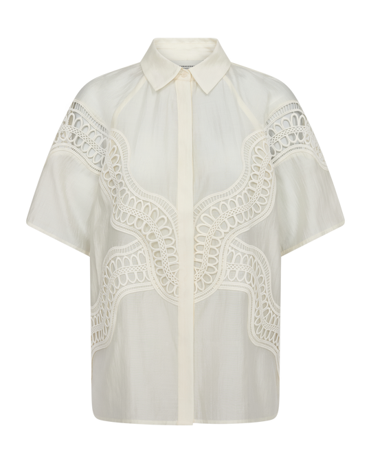 CMMOLLY - SKJORTE MED BLONDER I RÅHVID