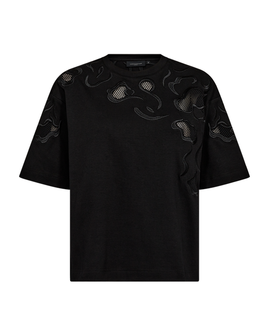 CMMUSE - T-SHIRT MED BRODERIER I SORT