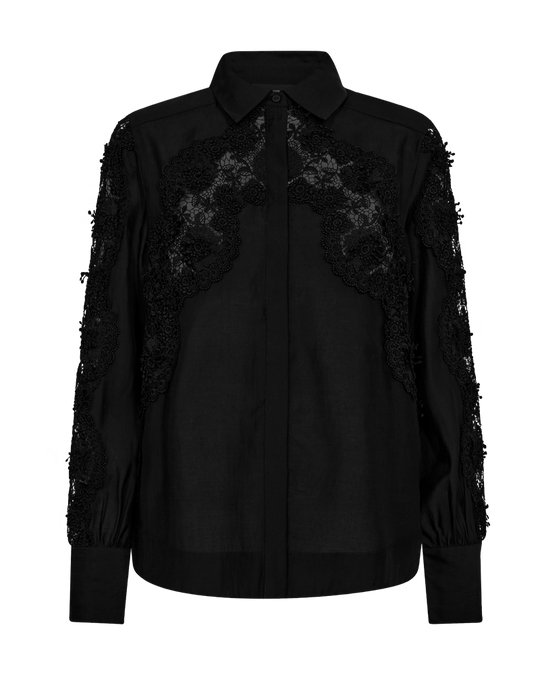 CMMOLLY - SKJORTE MED BLONDER I SORT