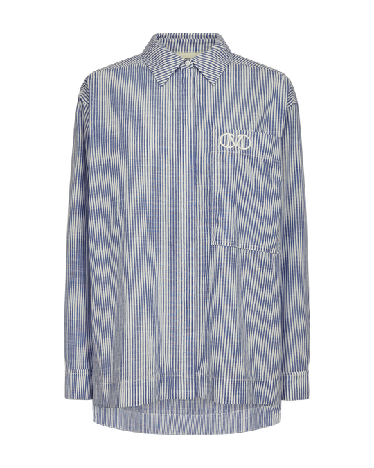 CMLINE - STRIBET SKJORTE MED LOGODETALJE I BLÅ OG RÅHVID