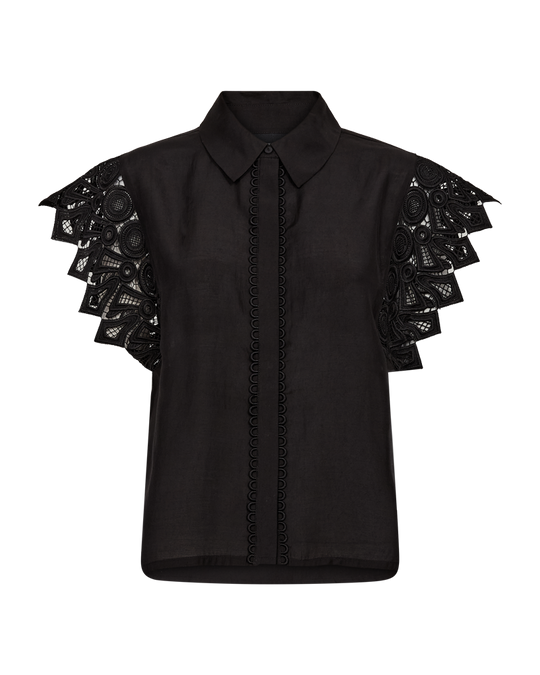 CMMOLLY - SKJORTE MED CUT-AND-SEW BLONDER I SORT