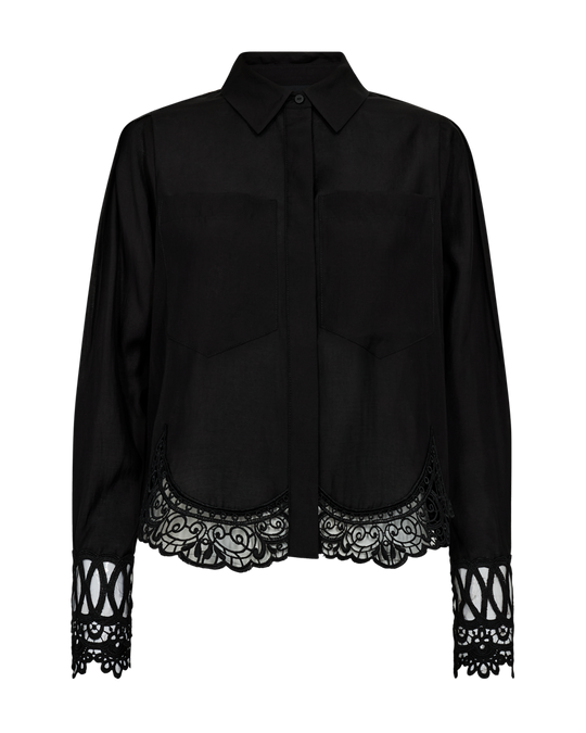 CMMOLLY - SKJORTE MED BLONDEKANT I SORT