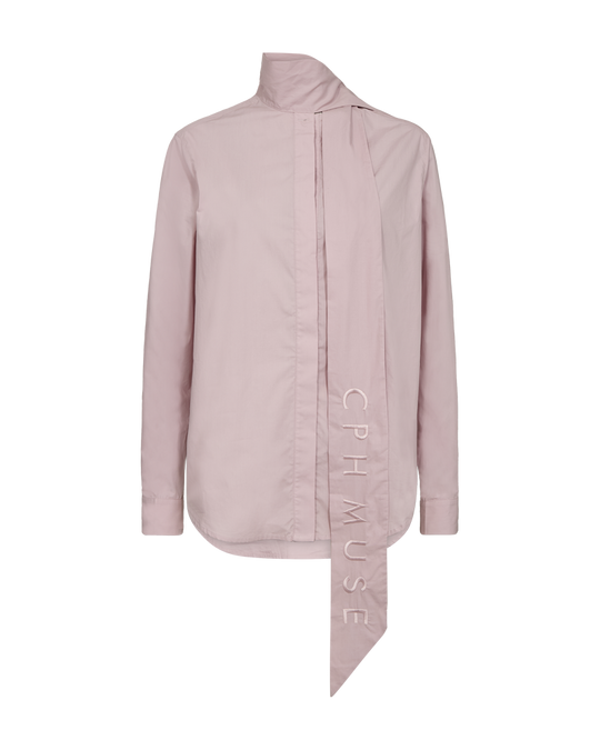 CMPOPLIN - SKJORTE MED TØRKLÆDEDETALJE I LILA