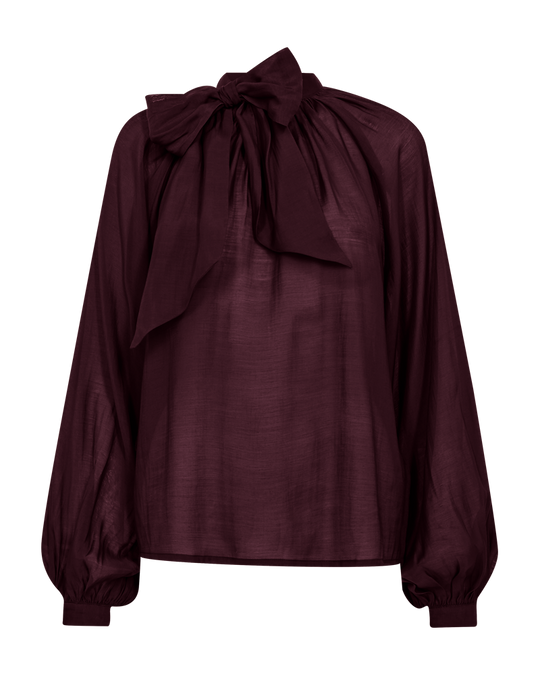 CMTILLY - BLUSE MED SLØJFEDETALJE I RØD