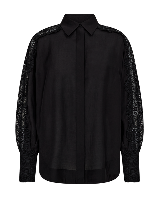 CMMOLLY - SKJORTE MED CUT-AND-SEW BLONDER I SORT