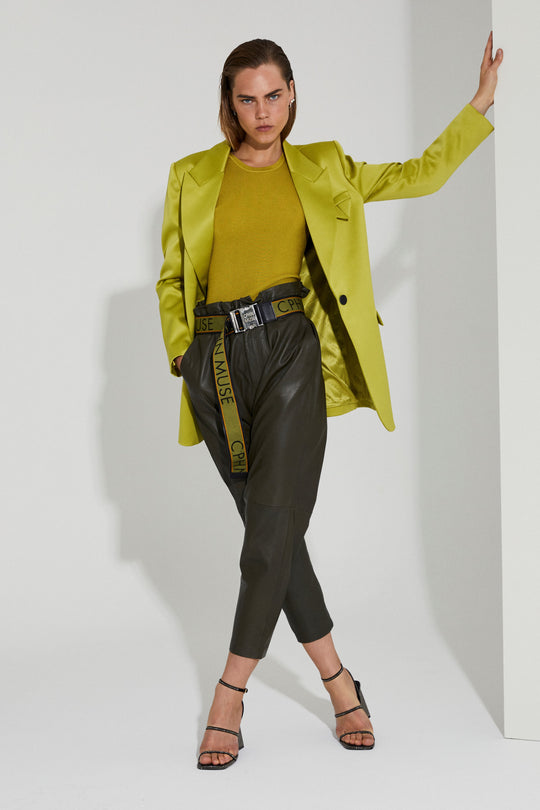 CMPRINCE - LÆDER BUKSER I KHAKIGRØN