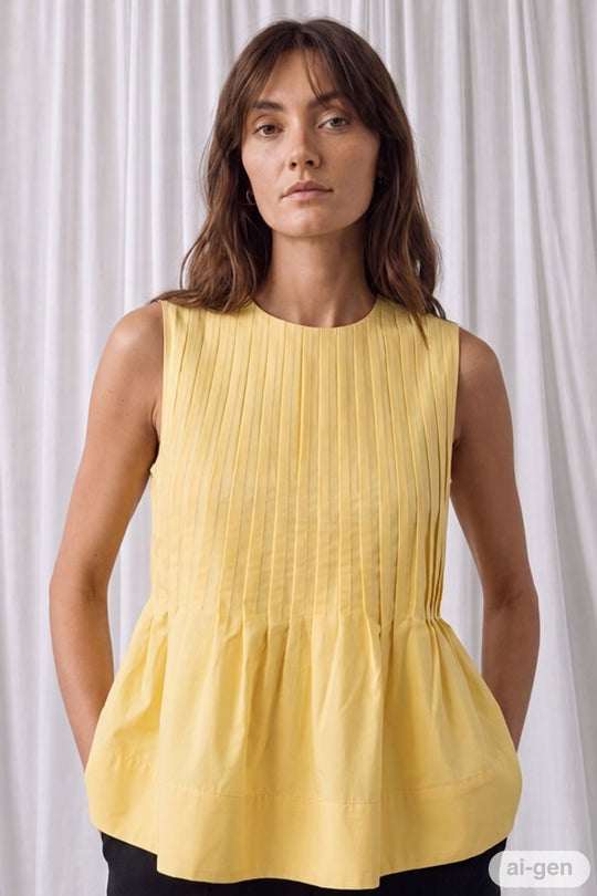 CMPLEAT - TOP MED PEPLUM I GUL