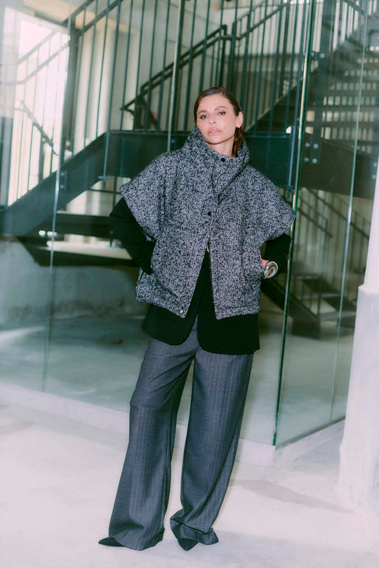 CMNETWO - OVERSIZE VEST I SORT,RÅHVID