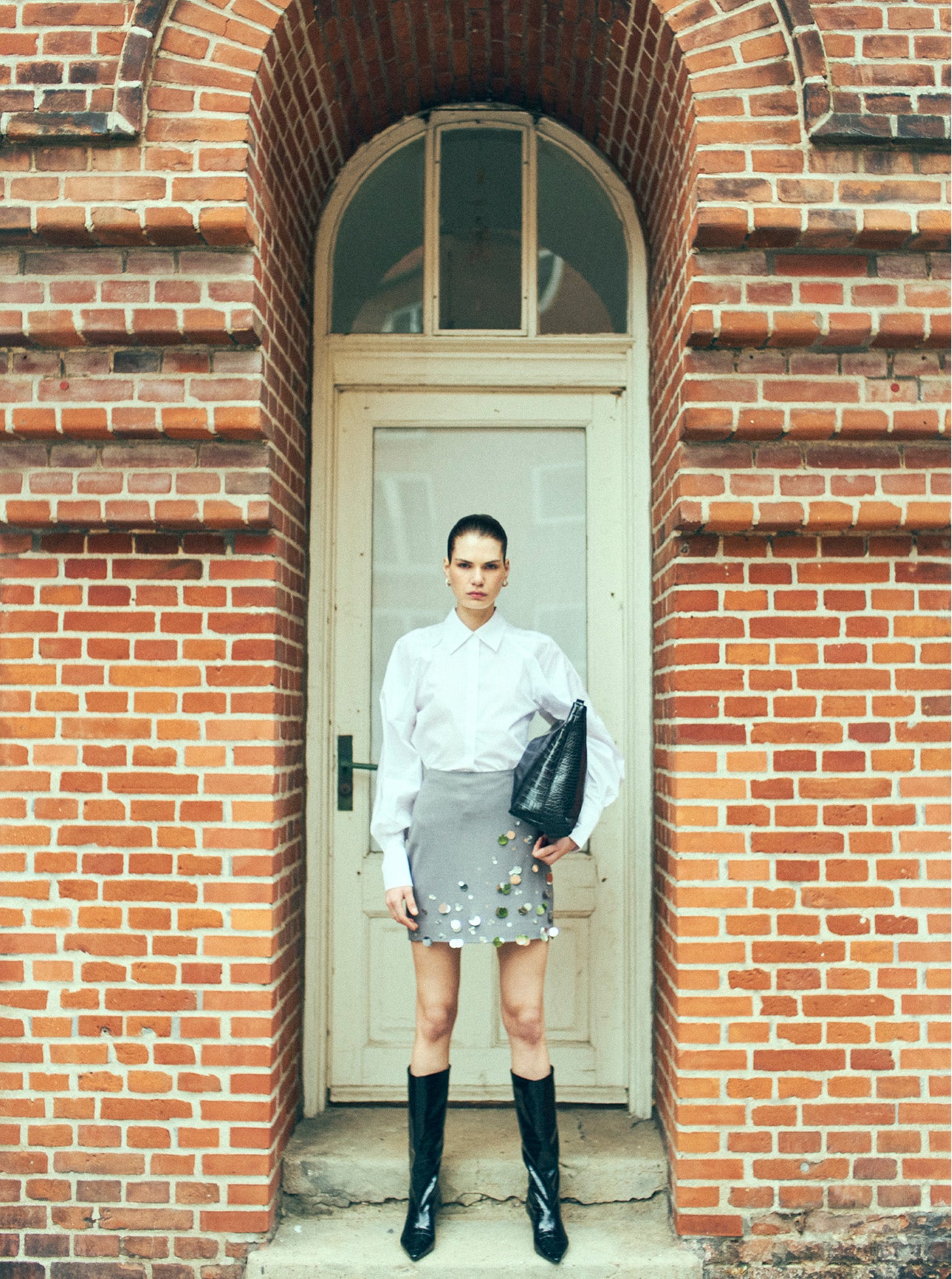 CMTAILOR - NEDERDEL MED PAILLETTER I GRÅ