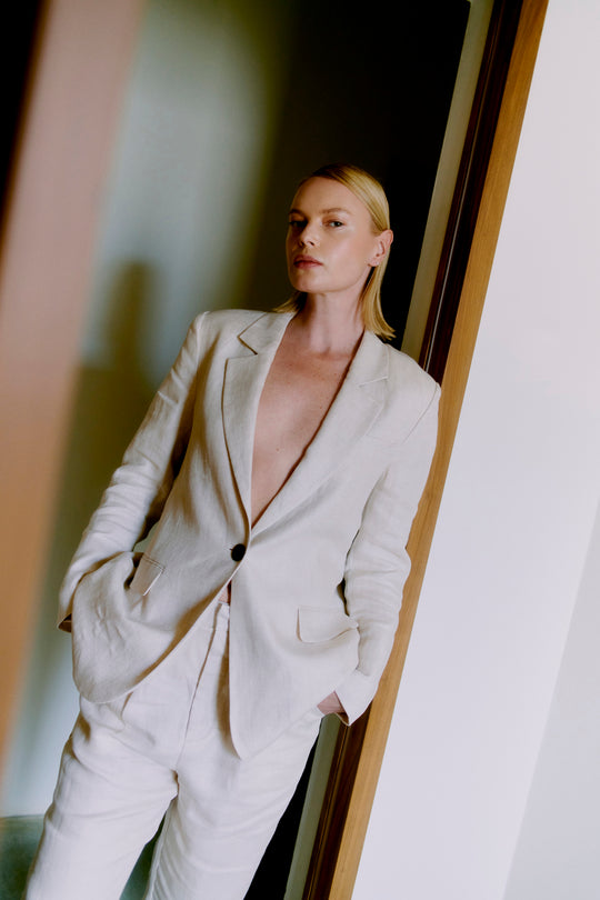 CMNATURE - BLAZER I BEIGE,RÅHVID