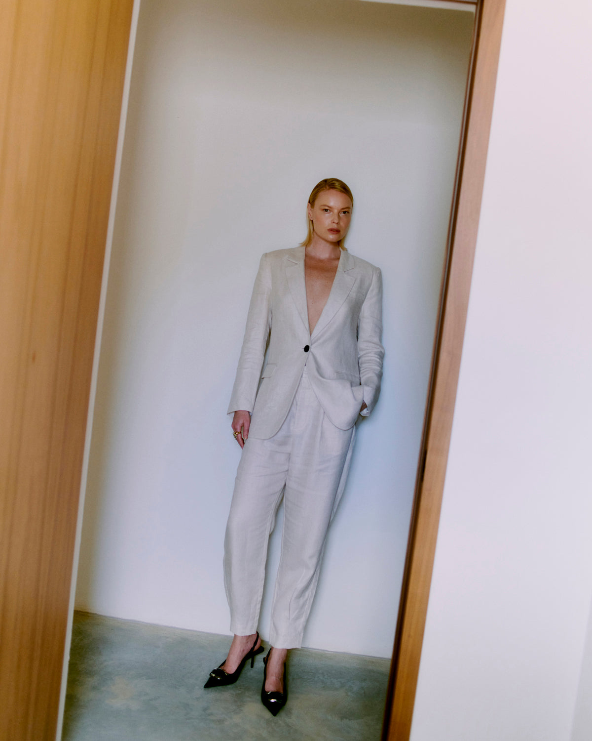 CMNATURE - BLAZER I BEIGE,RÅHVID