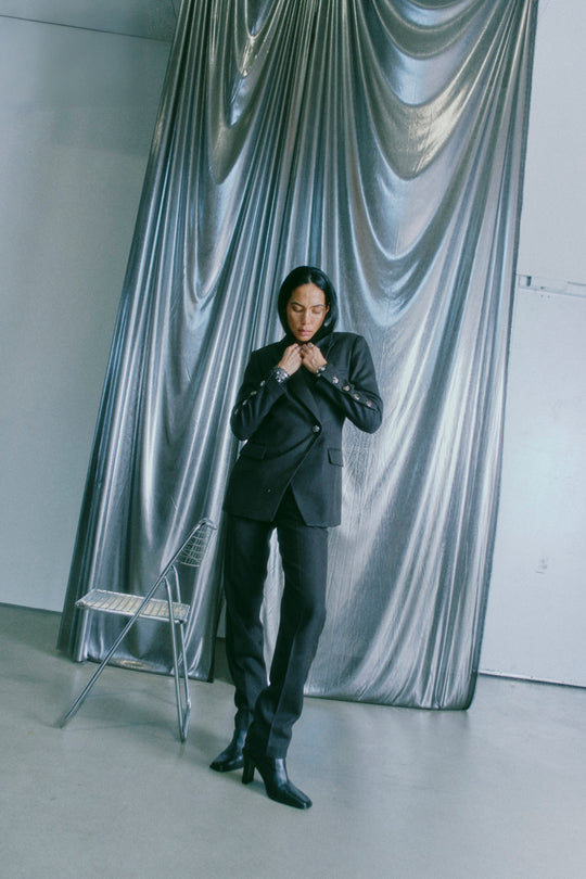 CMTAILOR - HØJTALJEDE BUKSER I SORT