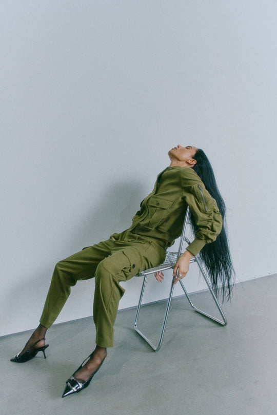 CMTAILOR - HØJTALJEDE BUKSER I GRØN