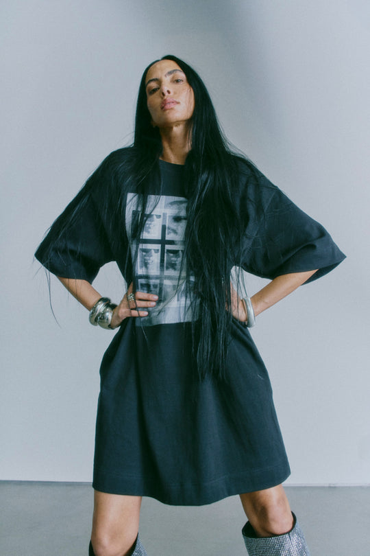 CMMUSE - KJOLE MED PRINT I SORT