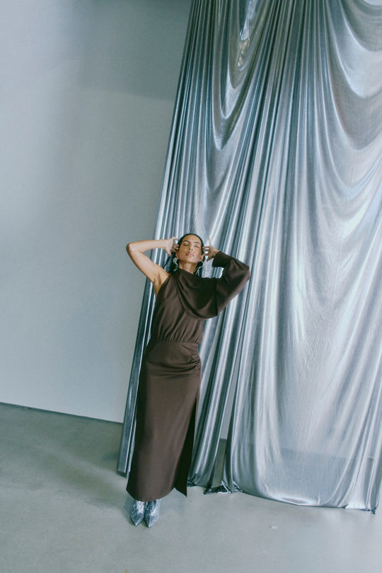 CMSANA - KJOLE MED BALLONÆRME I BRUN