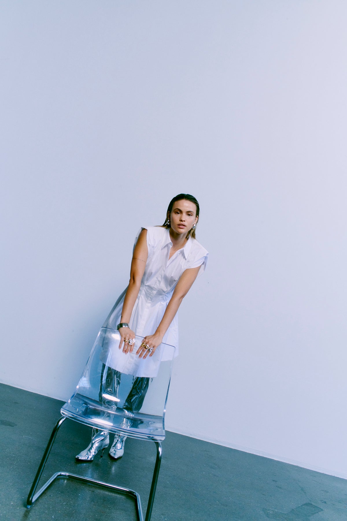 CMSHIRLEY - KORT SKJORTEKJOLE I HVID