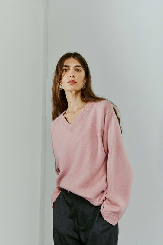 CMSIENNA - V-HALS PULLOVER I ROSA