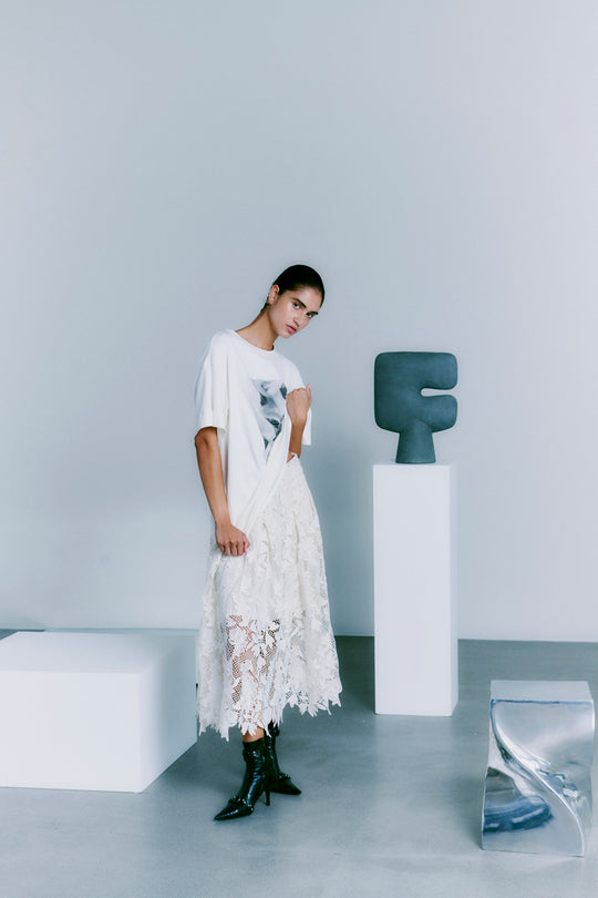 CMLARAH - NEDERDEL MED ALLOVER BLONDER I RÅHVID