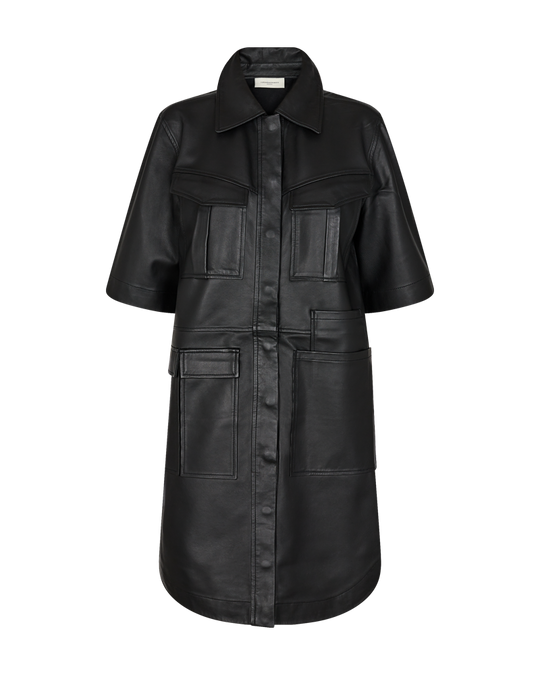 CMROYAL - LÆDERKJOLE I SORT