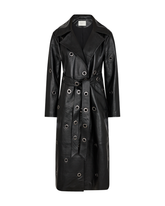 CMROYAL - LÆDERFRAKKE I SORT