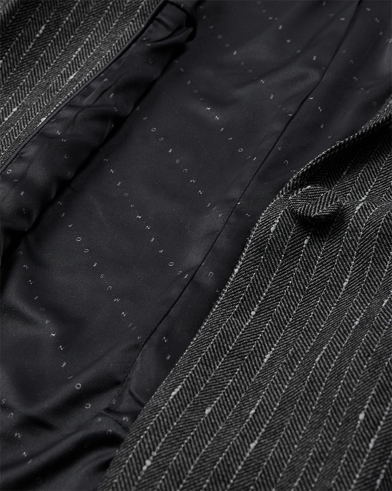 CMTRINA - BLAZER MED SILDEBENSMØNSTER OG NÅLESTRIB I GRÅ