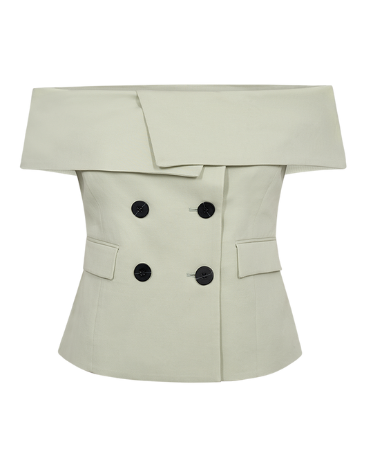 CMIVANNA - OFF-SHOULDER VEST I GRØN