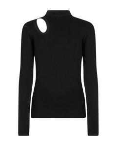 CMNATACHA - RIBSTRIKKET BLUSE I SORT