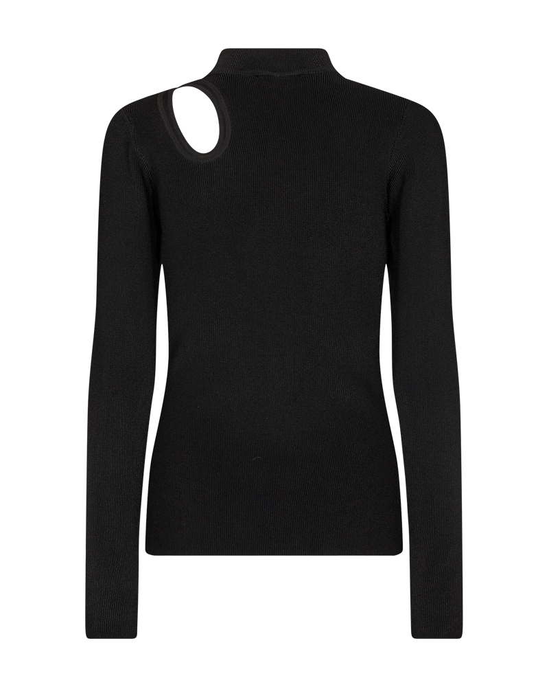 CMNATACHA - RIBSTRIKKET BLUSE I SORT