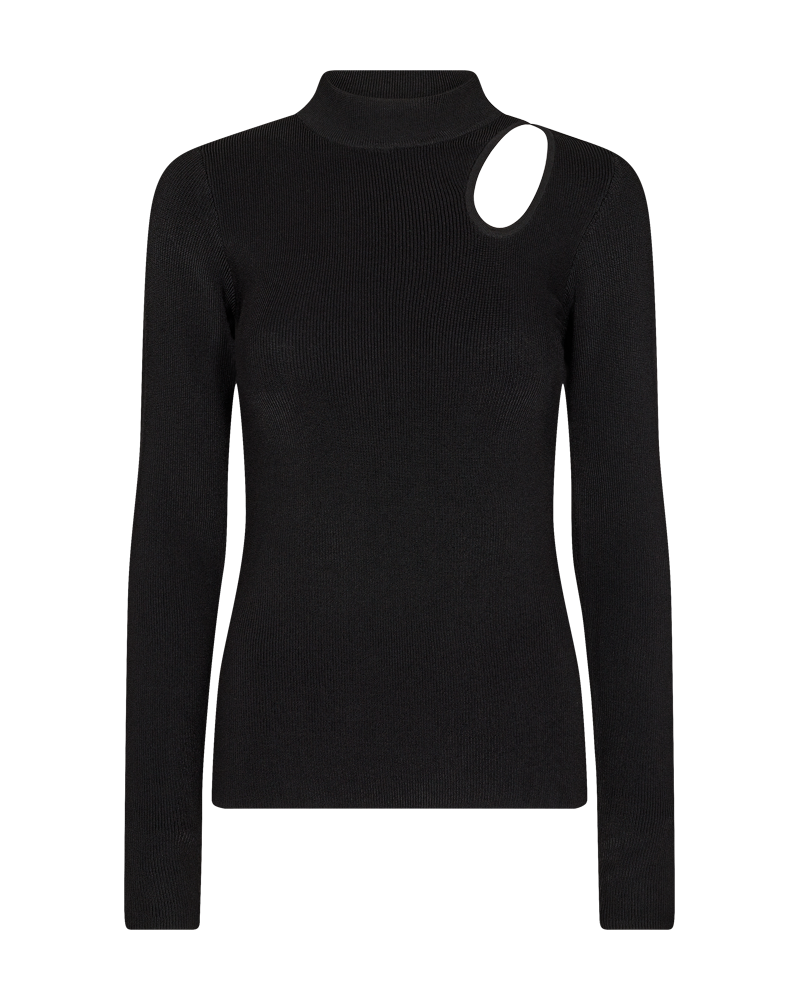 CMNATACHA - RIBSTRIKKET BLUSE I SORT