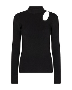 CMNATACHA - RIBSTRIKKET BLUSE I SORT