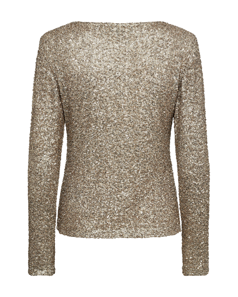CMSEQUINCE - BLUSE MED PAILLETTER I BEIGE