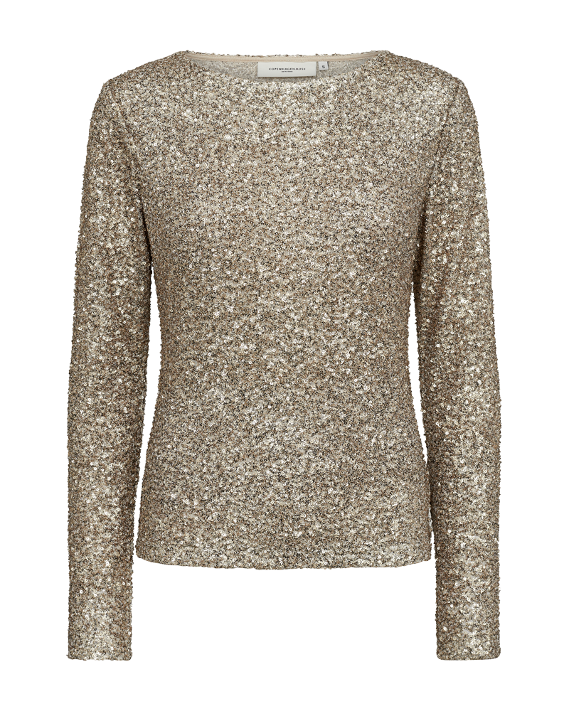 CMSEQUINCE - BLUSE MED PAILLETTER I BEIGE