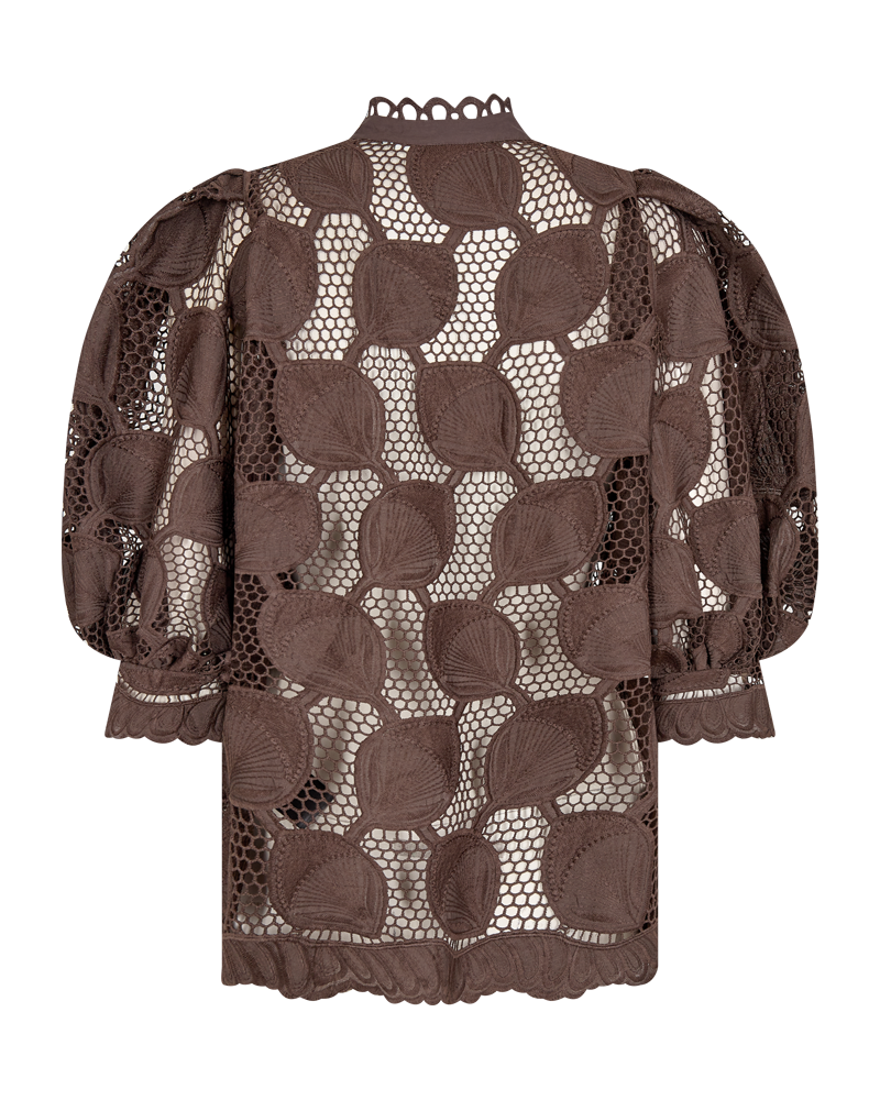 CMMALI - BLUSE I TRANSPARENT KVALITET I BRUN