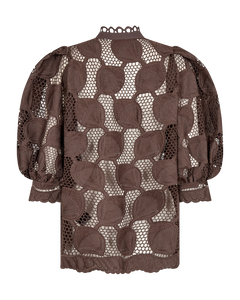 CMMALI - BLUSE I TRANSPARENT KVALITET I BRUN