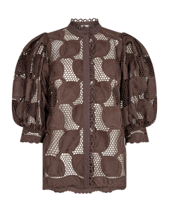 CMMALI - BLUSE I TRANSPARENT KVALITET I BRUN