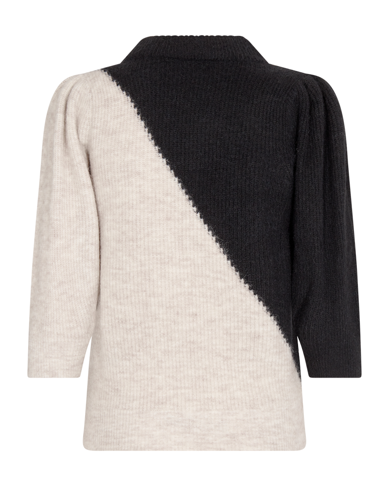 CMIBRA - STRIKKET MONOCHROME PULLOVER I GRÅ