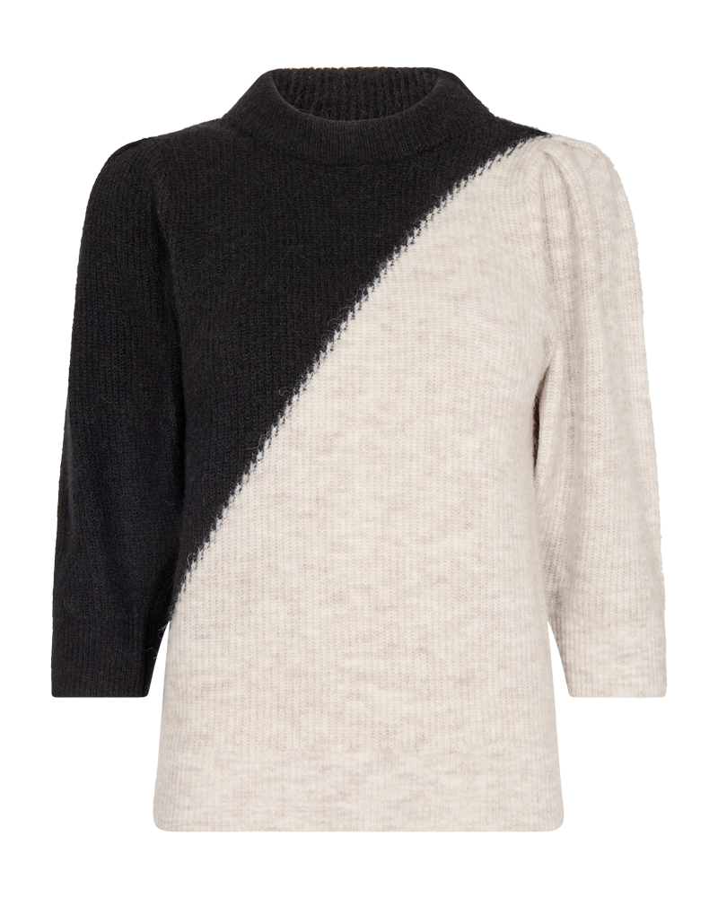 CMIBRA - STRIKKET MONOCHROME PULLOVER I GRÅ