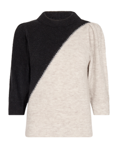CMIBRA - STRIKKET MONOCHROME PULLOVER I GRÅ
