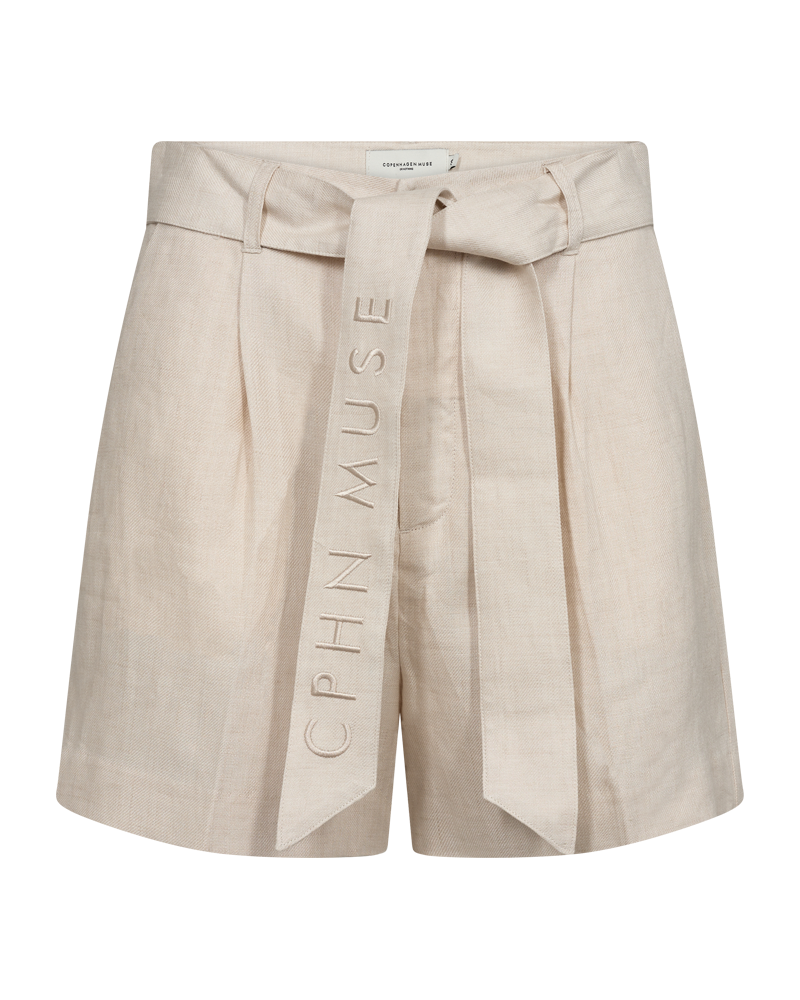 CMNATURE - HØRSHORTS I BEIGE,RÅHVID