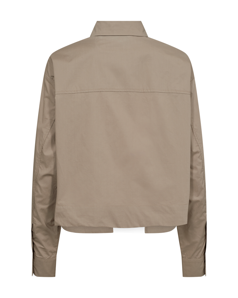CMBLUR - KORT SKJORTE MED LOGODETALJE I BEIGE