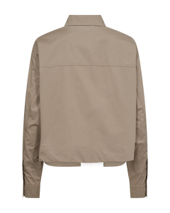 CMBLUR - KORT SKJORTE MED LOGODETALJE I BEIGE