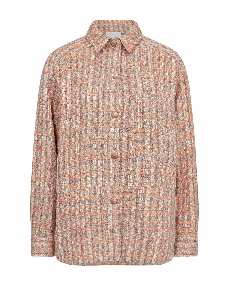 CMRUBY - BOUCLÉ JAKKE MED MØNSTER I ORANGE