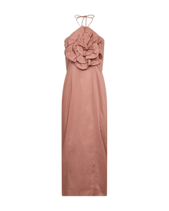 CMSHINENI - STROPLØS KJOLE MED ROSEDETALJE I ROSA