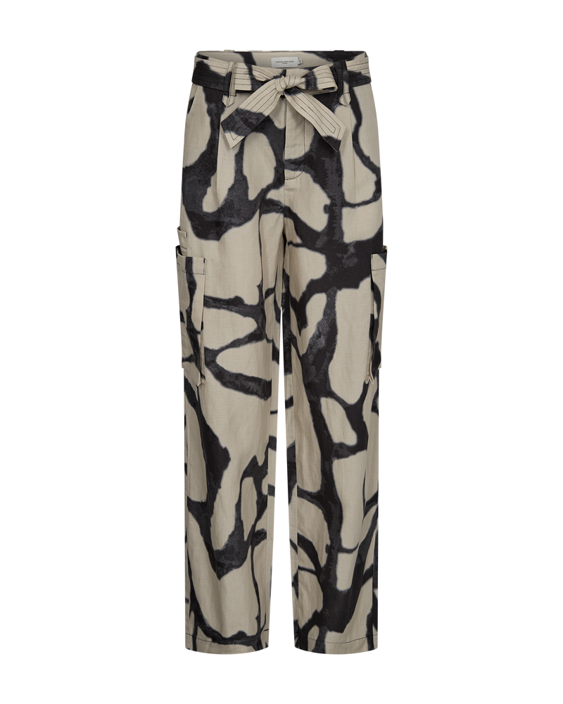 CMNATU - CARGOBUKSER MED PRINT I BEIGE OG SORT