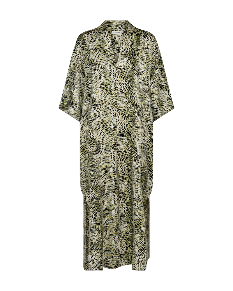 CMSABINA - KAFTAN KJOLE I BEIGE OG GRØN,RÅHVID